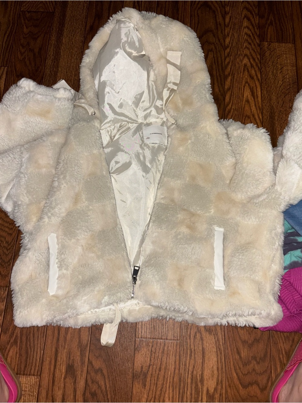 by anthropologie Cropped Faux Fur Hoodie Jacket small